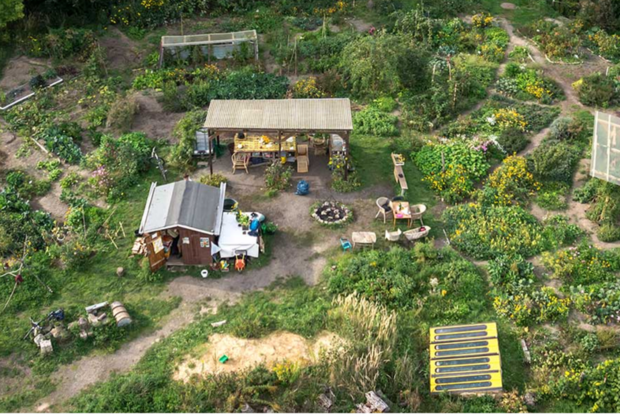 Luftaufnahme einer Gartenanlage