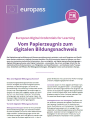 erste Seite des Infoblattes "European Digital Credentials for Learning"