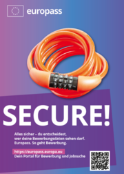 oranges Zahlenschloss vor lila Farbverlauf