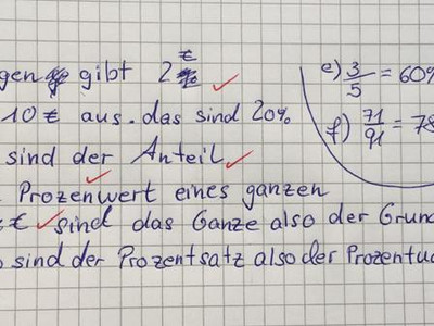 Handschriftlich gelöste Mathematikaufgabe