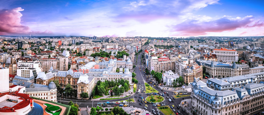 Luftpanorama der rumänischen Hauptstadt Bukarest