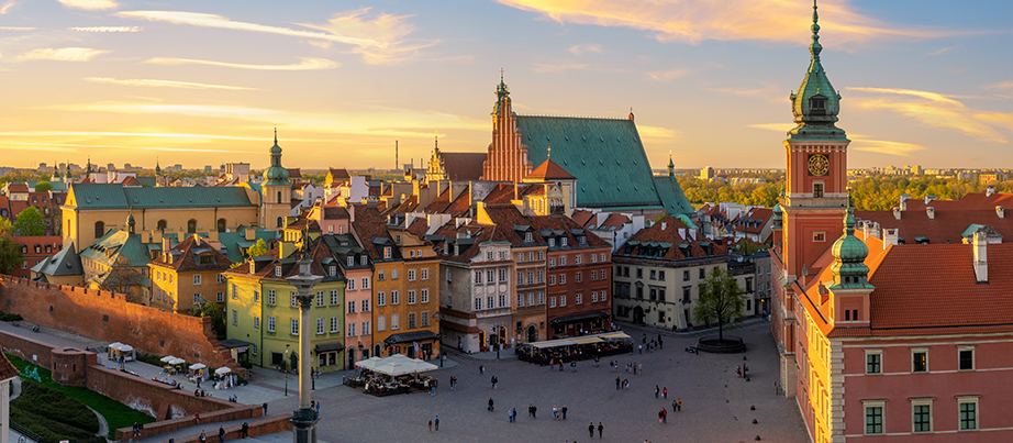 Blick auf das Schloss und die Altstadt von Warschau