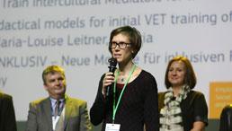 EPIZ-Projektkoordinatorin Janika Hartwig zur Verleihung der 2019 VET Excellence Awards in Helsinki 