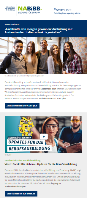 Aufbau von Meldung im Newsletter der Nationalen Agentur